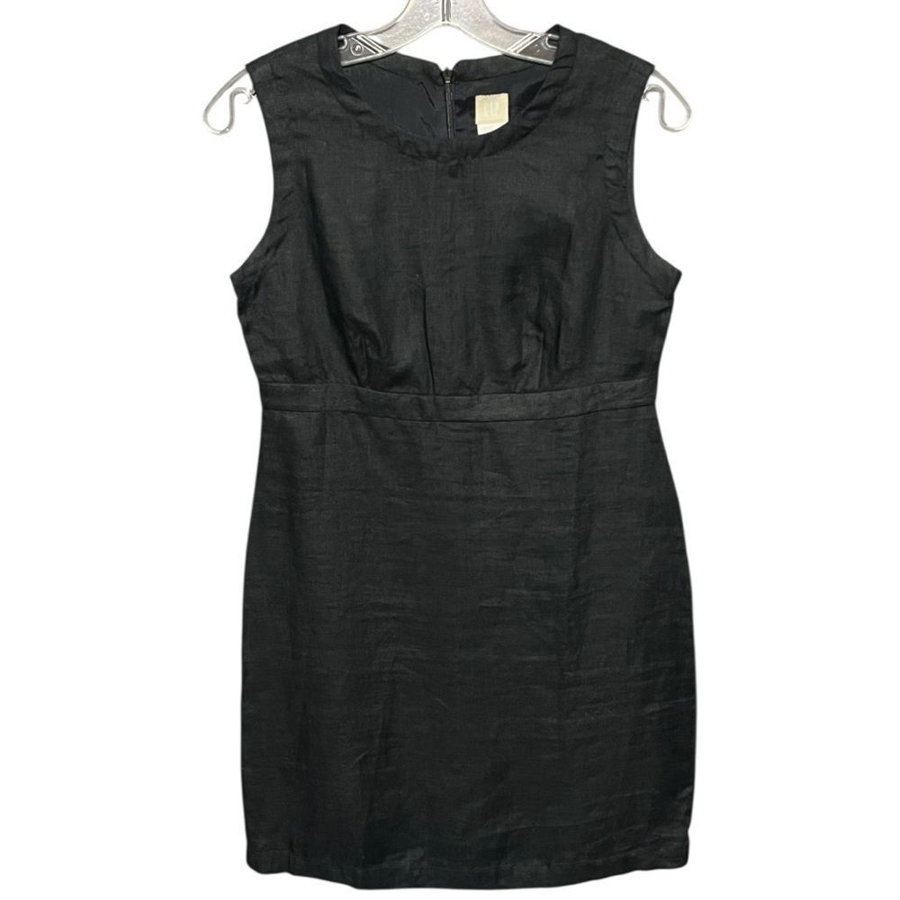 Gap Sleeveless Linen Sheath Dress Classic Black Knee Length Lined Size 2